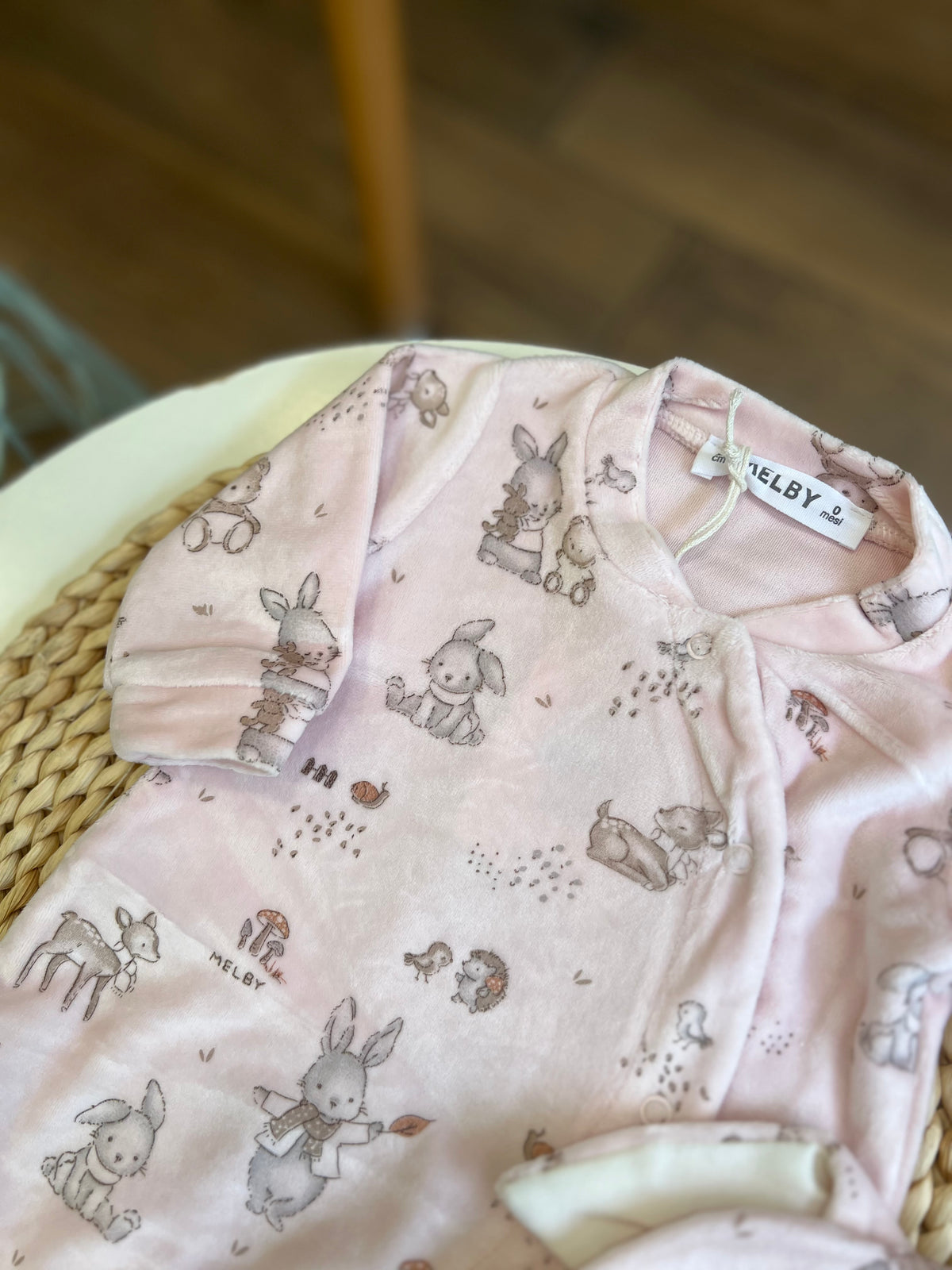 Tutina in ciniglia Soft con cappellino Wood Rosa