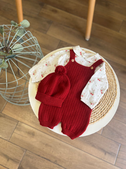 Completo invernale camicia, cappellino e salopette