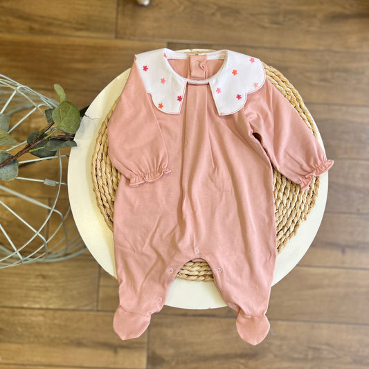 Tutina in cotone colletto Pesca