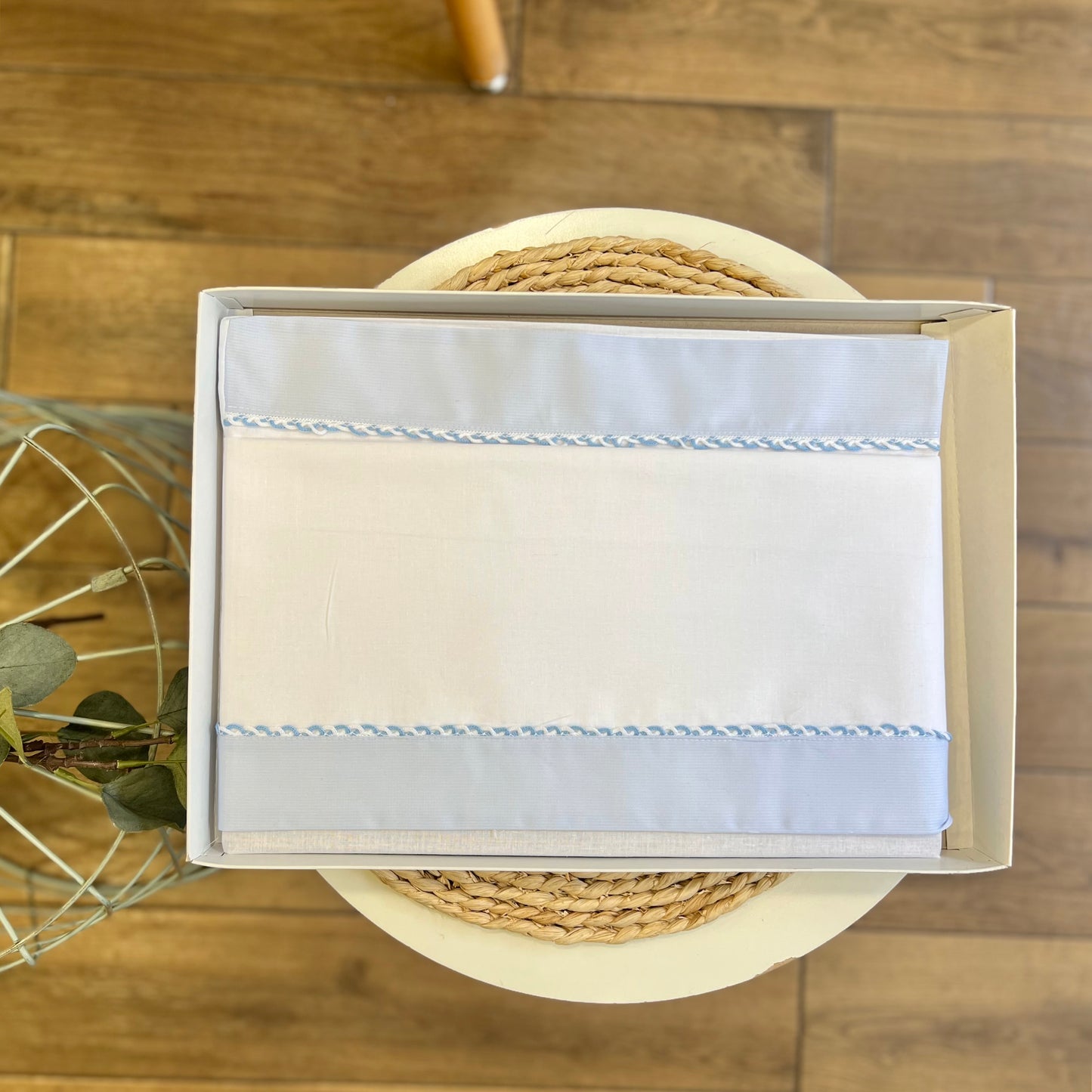 Set carrozzina Bianco/Celeste personalizzabile