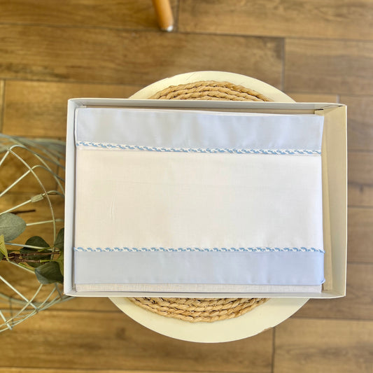 Set carrozzina Bianco/Celeste personalizzabile