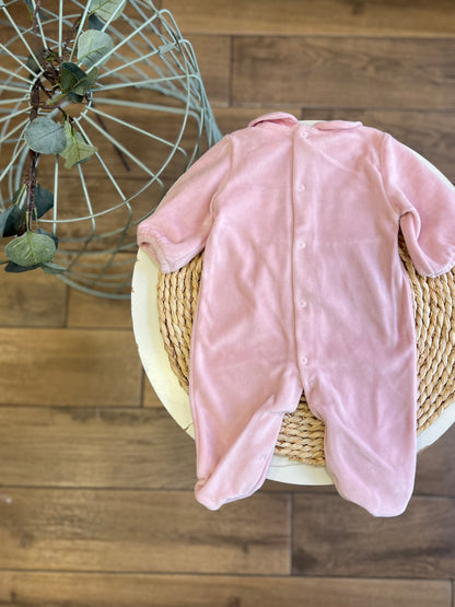 Tutina in ciniglia punto smock Rosa