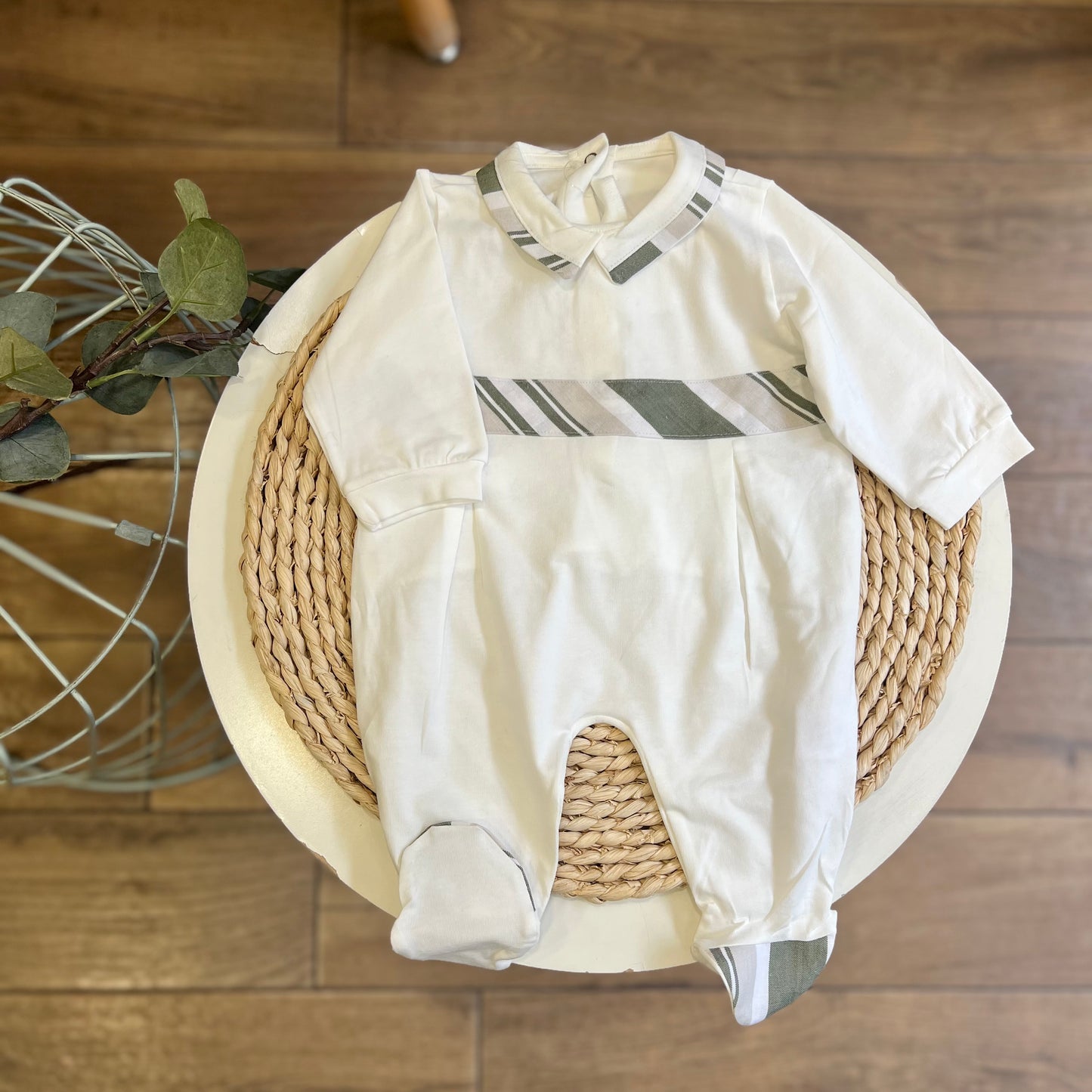 Tutina in cotone Righe verde