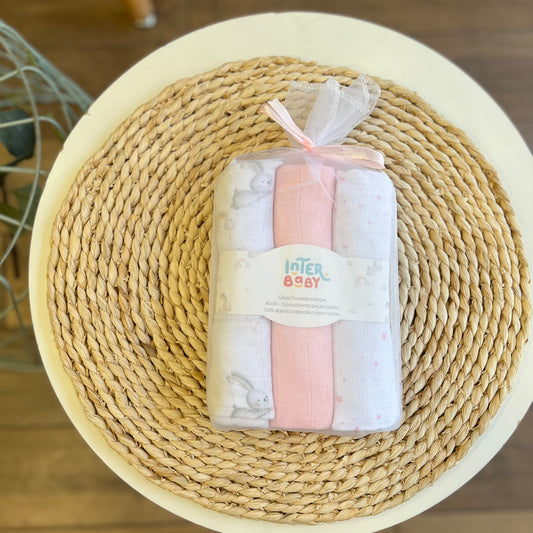 Set 3 quadrati Coniglietti rosa