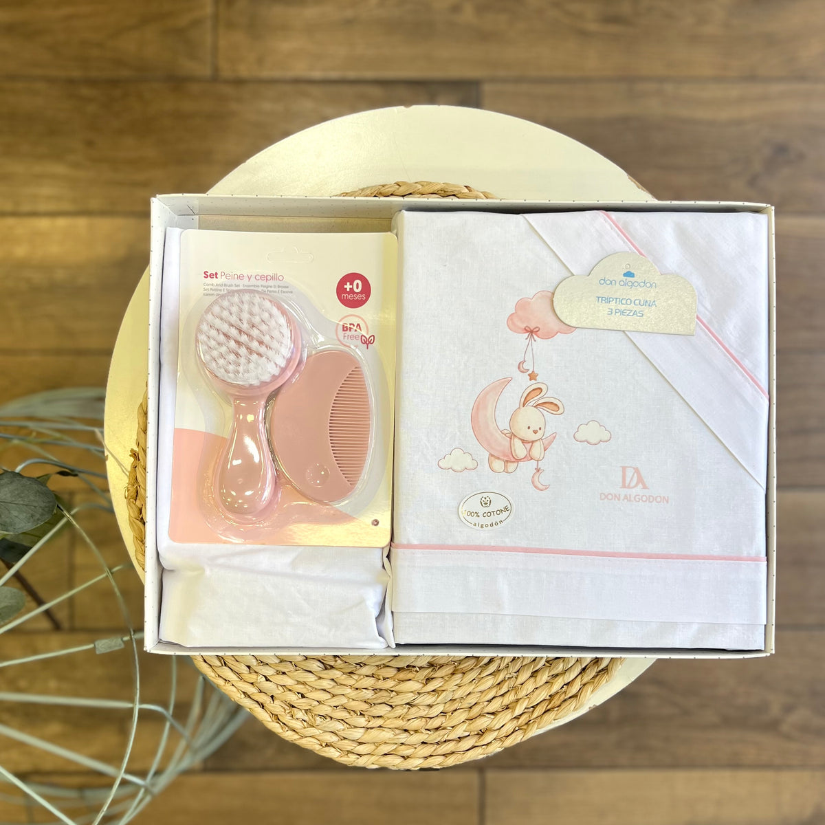Set lettino + kit spazzole Bunny rosa