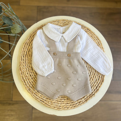 Completo camicia e salopette Pietra