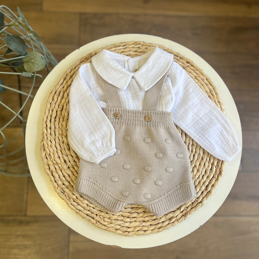 Completo camicia e salopette Pietra