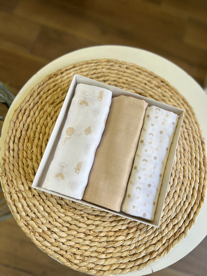 Quadrati in cotone garzato Beige