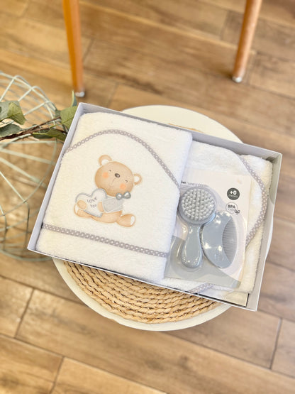 Set accappatoio, spazzola e pettine Grigio