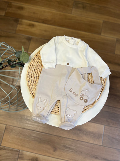 Tutina caldo cotone Baby con bavetta