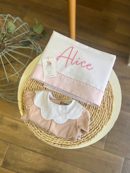 Set carrozzina Bianco/Rosa personalizzabile
