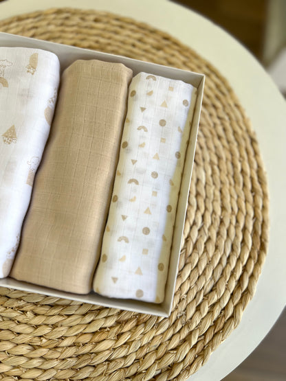 Quadrati in cotone garzato Beige