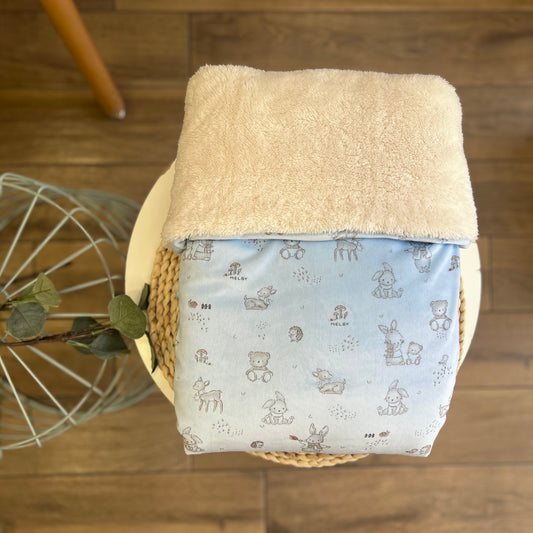 Coperta carrozzina in ciniglia Wood Celeste
