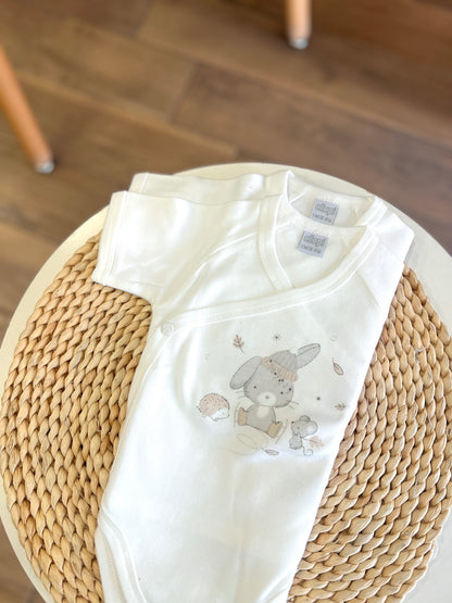 Set 2 Body mezza manica caldo cotone Panna