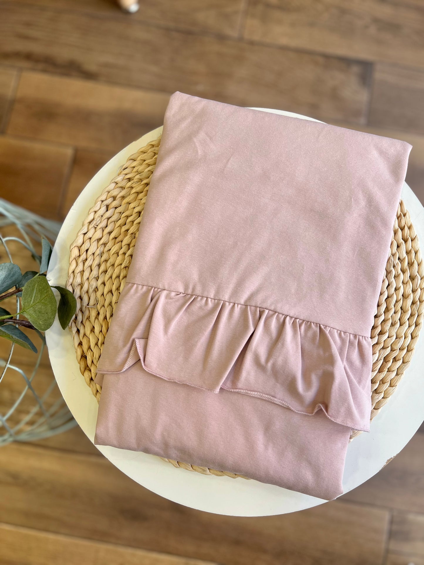 Coperta Rouches in cotone Cipria