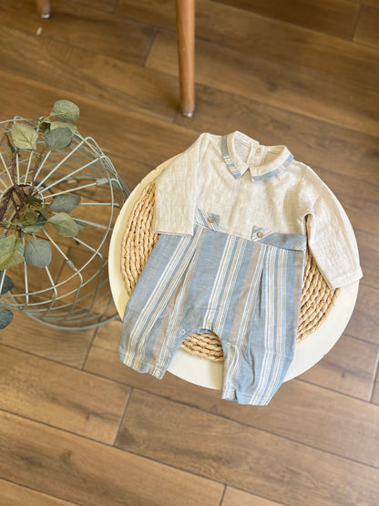 Tutina in cotone righe celeste