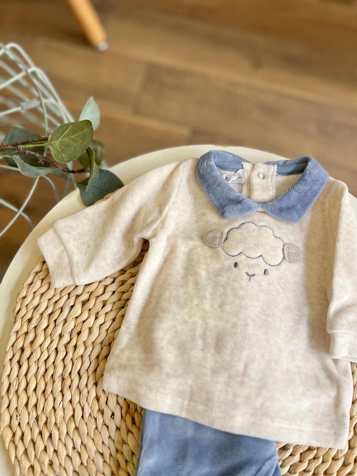 Completo in ciniglia Sheep azzurra