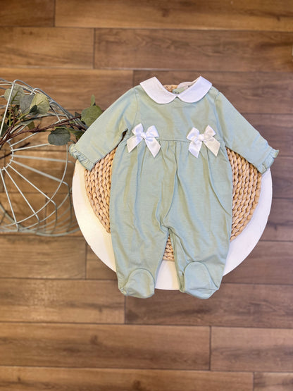 Tutina con fiocchetti Verde Salvia