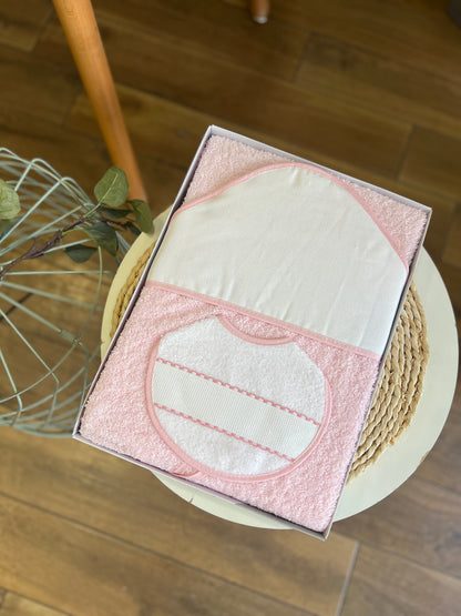 Accappatoio triangolo con bavetta Rosa Personalizzabili