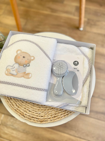 Set accappatoio, spazzola e pettine Grigio
