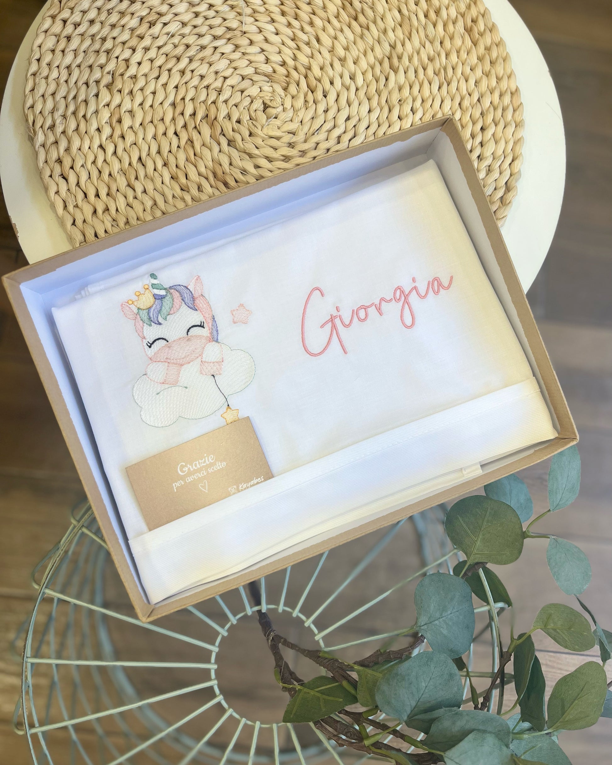 Set Lenzuola Neonato Ricamato - 3 Pezzi, Tela Aida, Personalizzabile Nome, Made In Italy, Cotone - Foto 3