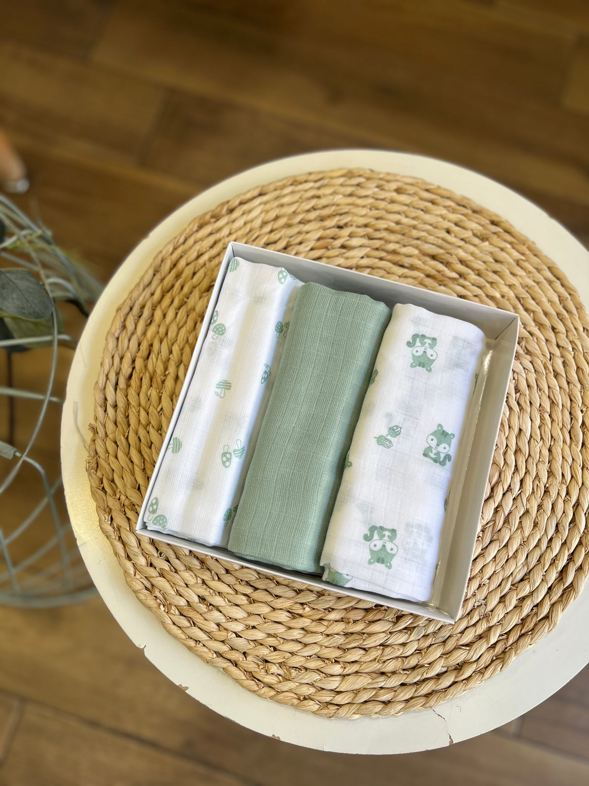 Quadrati in cotone garzato Verde