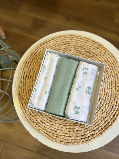 Quadrati in cotone garzato Verde