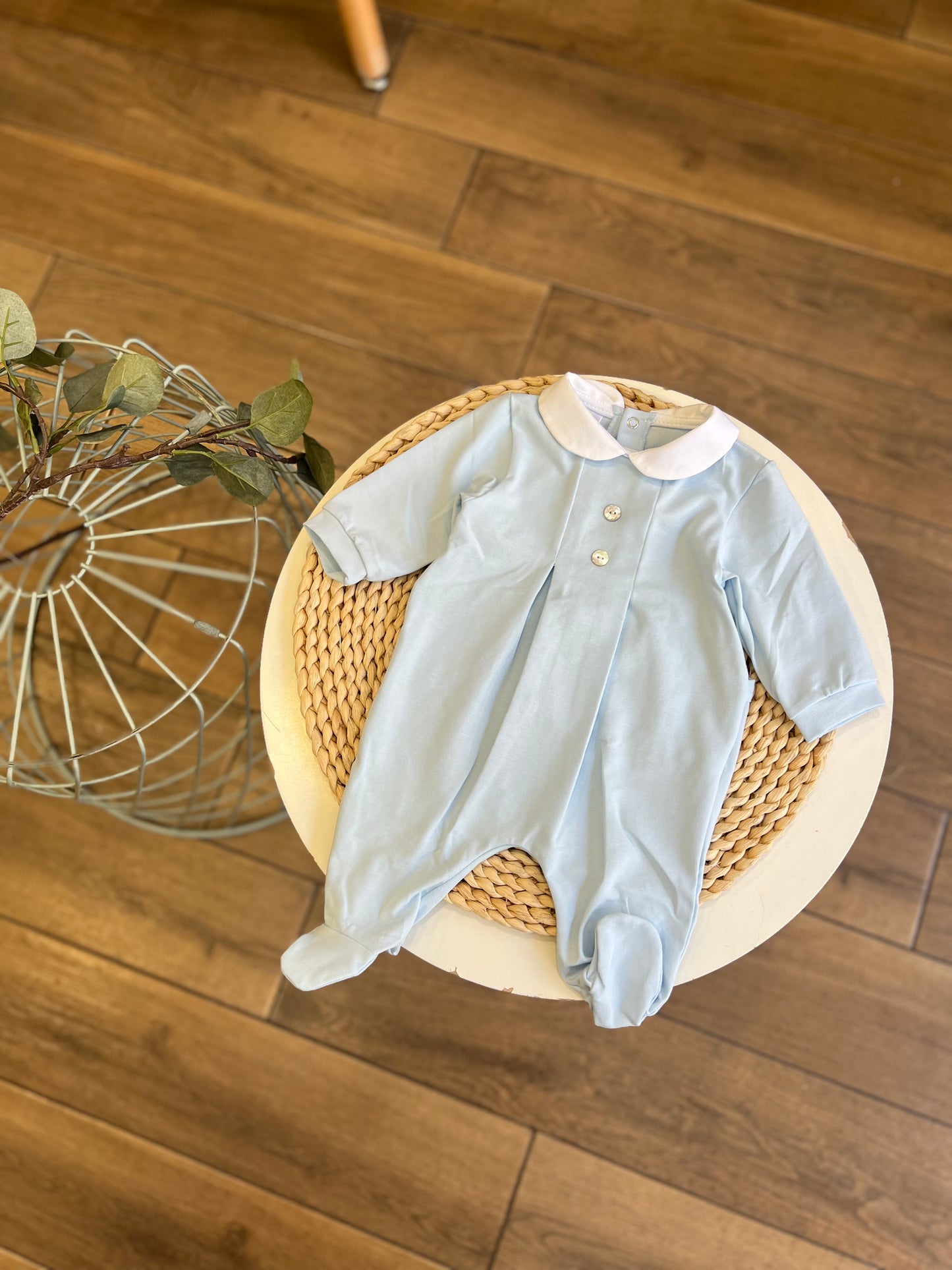 Tutina in cotone celeste