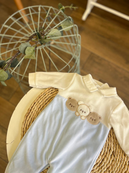 Tutina in ciniglia Teddy Celeste