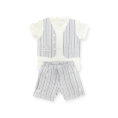 Completino T-Shirt e pantaloncino effetto lino