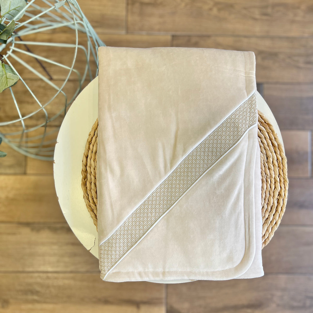 Coperta ciniglia Beige punto smock