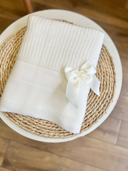 Coperta primavera/estate con fiocco in raso Panna
