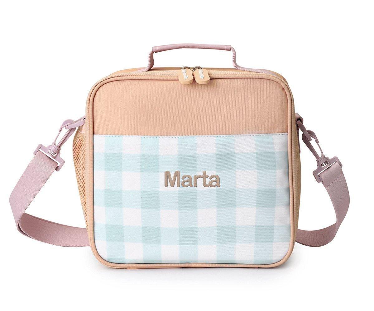 Borsa Termica Rigida Monnëka Apricot-Vichy Aqua Personalizzabile