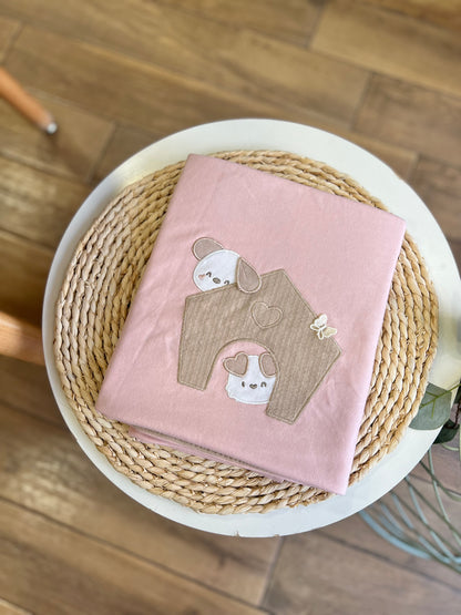 Coperta in cotone Cagnolina rosa