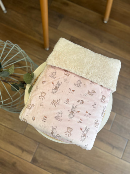 Coperta carrozzina in ciniglia Wood Rosa