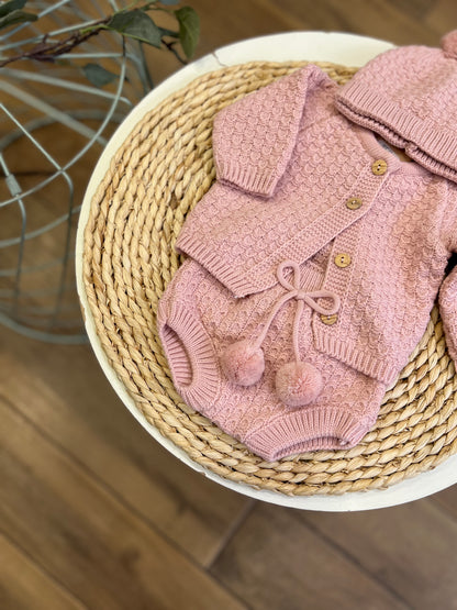 Completo invernale cardigan, culotte e cappellino Maquillage