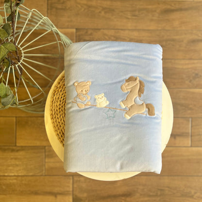Coperta in ciniglia Cavalluccio azzurro