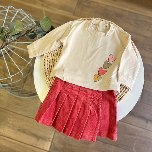 Completo gonna pantalone e felpa Heart