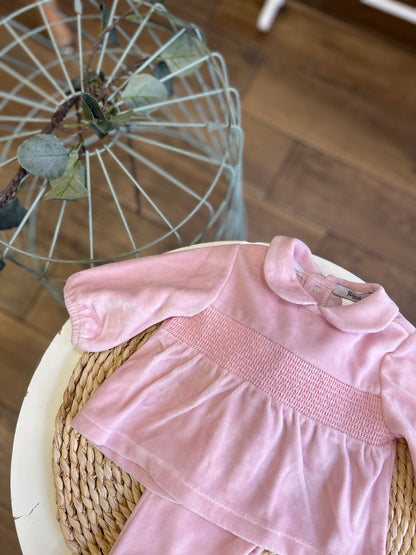 Completo in ciniglia punto smock Rosa