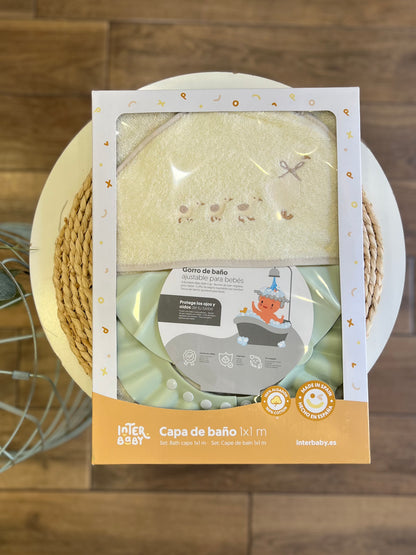 Accappatoio triangolo con cuffia da bagno Cuak beige