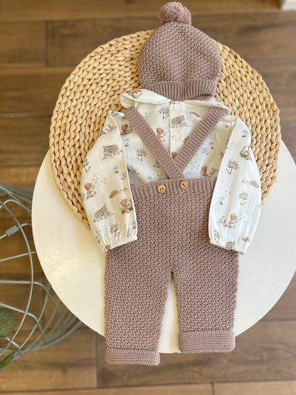 Completo invernale camicia, salopette e cappellino Vison