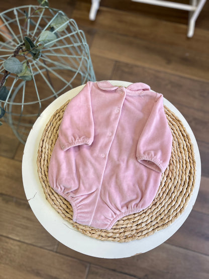 Pagliaccetto in ciniglia punto smock Rosa