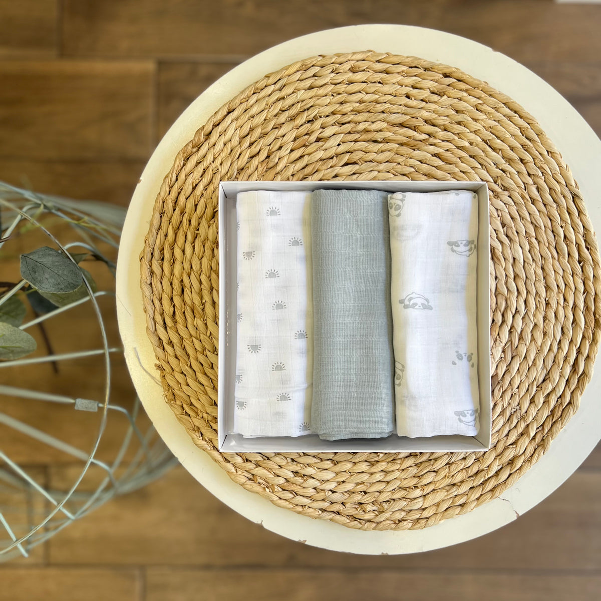 Quadrati in cotone garzato Grigio