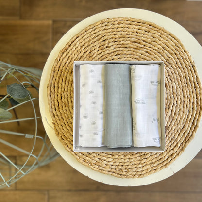 Quadrati in cotone garzato Grigio
