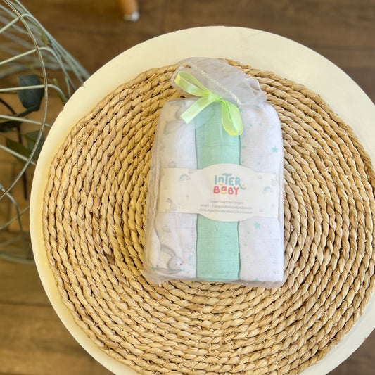 Set 3 quadrati Coniglietti verde