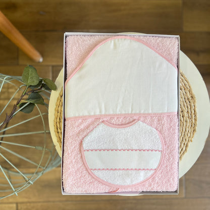 Accappatoio triangolo con bavetta Rosa Personalizzabili