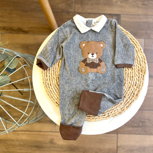 Tutina costine grigia Teddy
