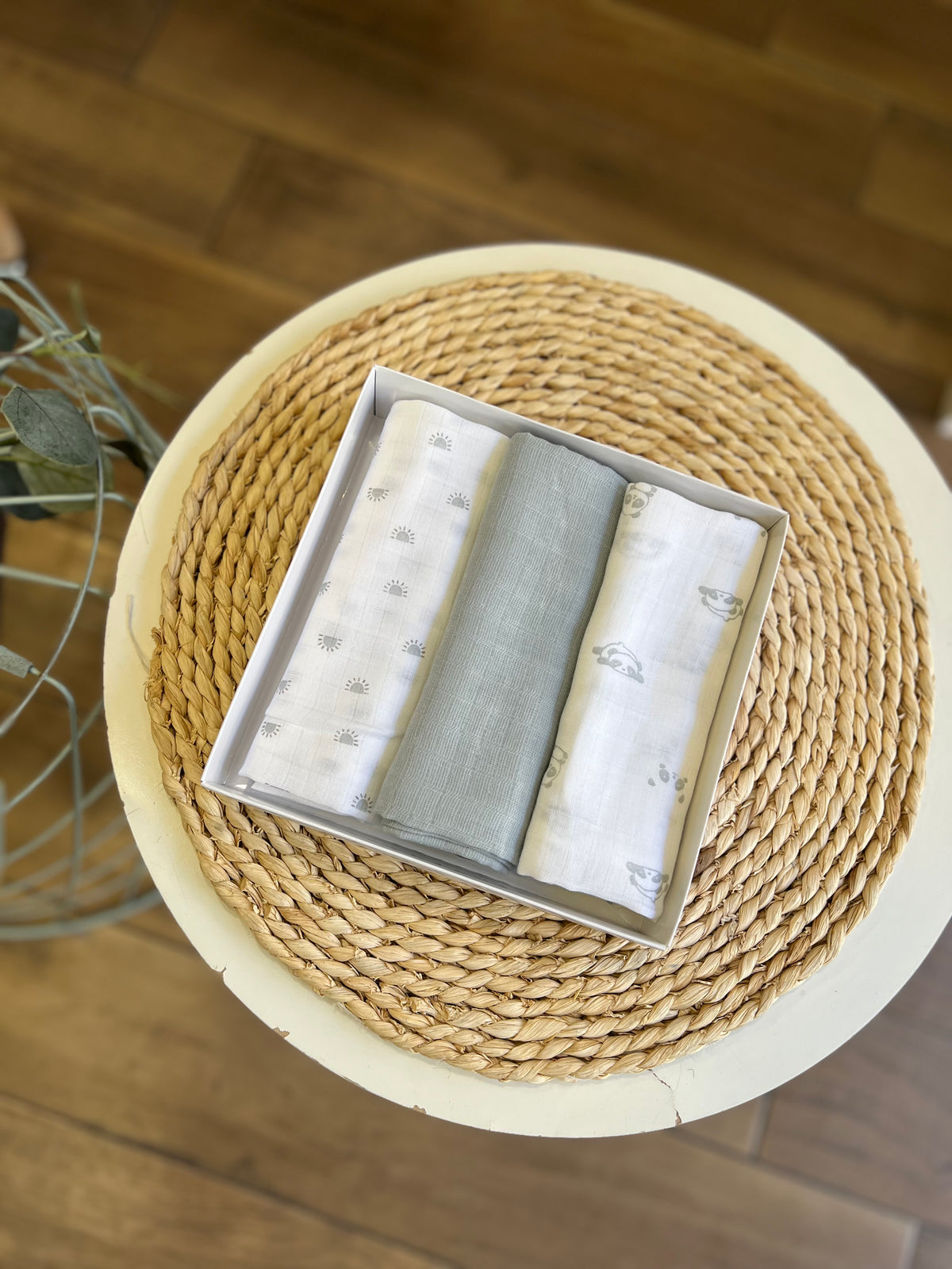 Quadrati in cotone garzato Grigio