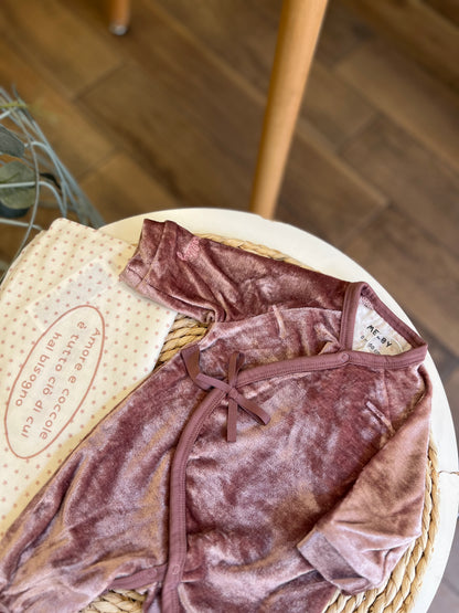 Tutina in ciniglia Soft Bamboo con sacchetto Rosa cipolla