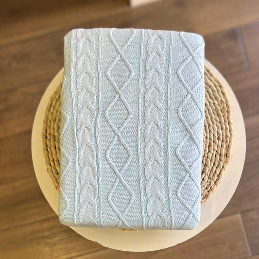 Coperta Ellepi in maglia con pelliccia interna Celeste
